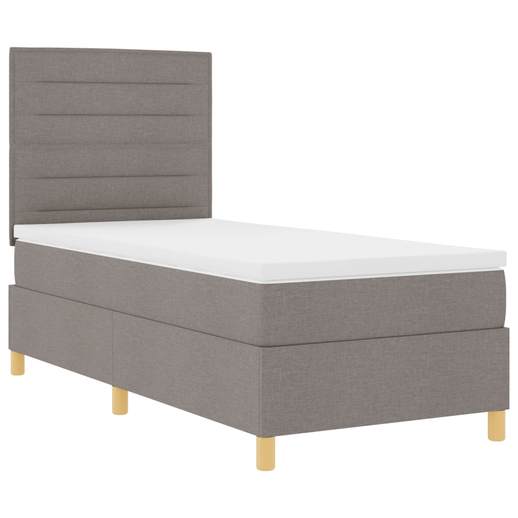Letto a molle con materasso tortora singolo in tessuto