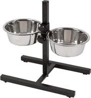 Ciotola per cani alimentabile con scala di altezza regolabile, 2 x 2800 ml, altezza 43 cm, colore nero - Ciotole in acciaio inossidabile - Ciotola per cani con pavimento regolabile in piedi