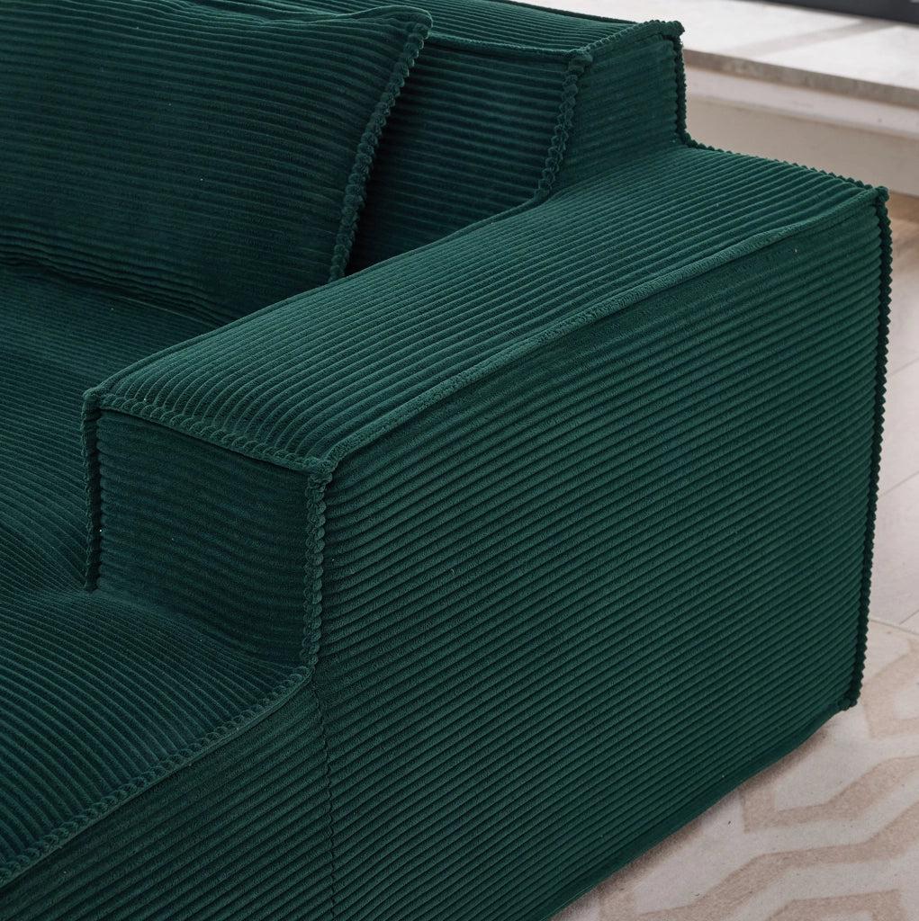 Divano imbottito 235 cm in poliestere verde retrò HAVRYA