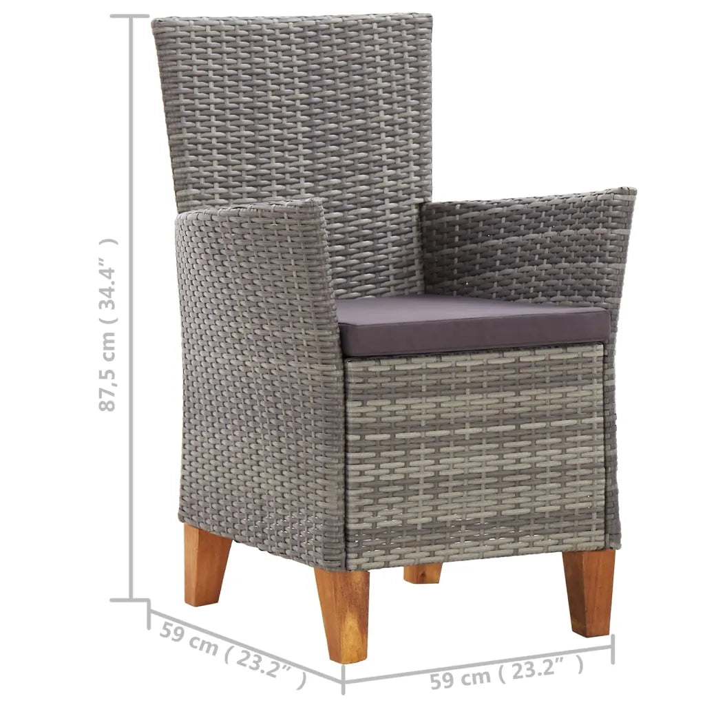 Sedie da Giardino 2 pz | Sedie da Esterno con Cuscini in Polyrattan Grigio