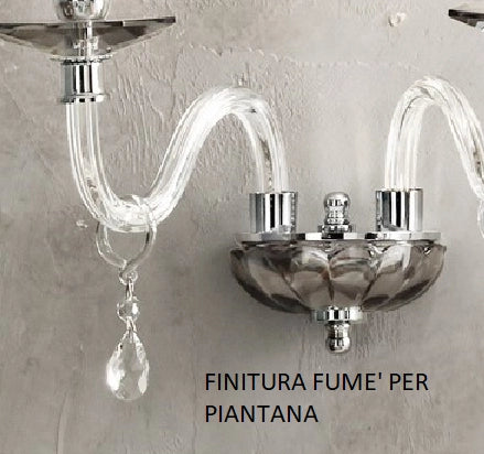 PIANTANA LIVIA CROMO E FUME' E TRASPARENTE 1 LUCE ATTACCO E27 H.150+30CM