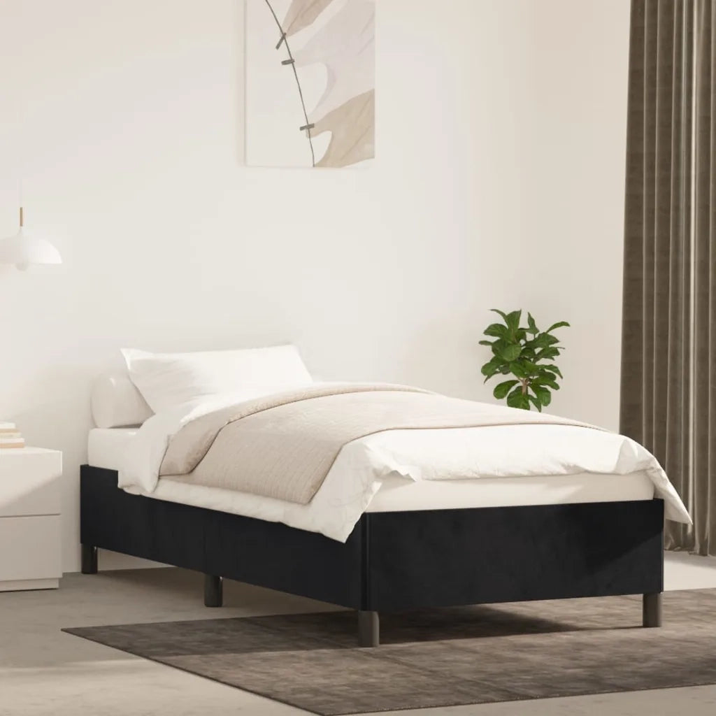 Letto singolo | Letto per adulti | Giroletto Nero 90x200 cm in Velluto