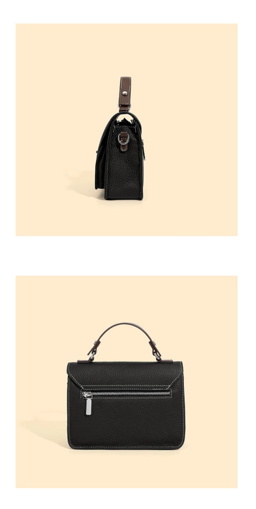 Nuova borsa a tracolla francese, piccola borsa quadrata in vera pelle, borsa a mano nera