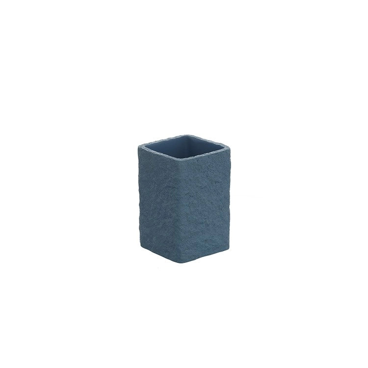 Porta spazzolino bagno in poliresina blu pastello effetto pietra Linea Sabbia Feridras