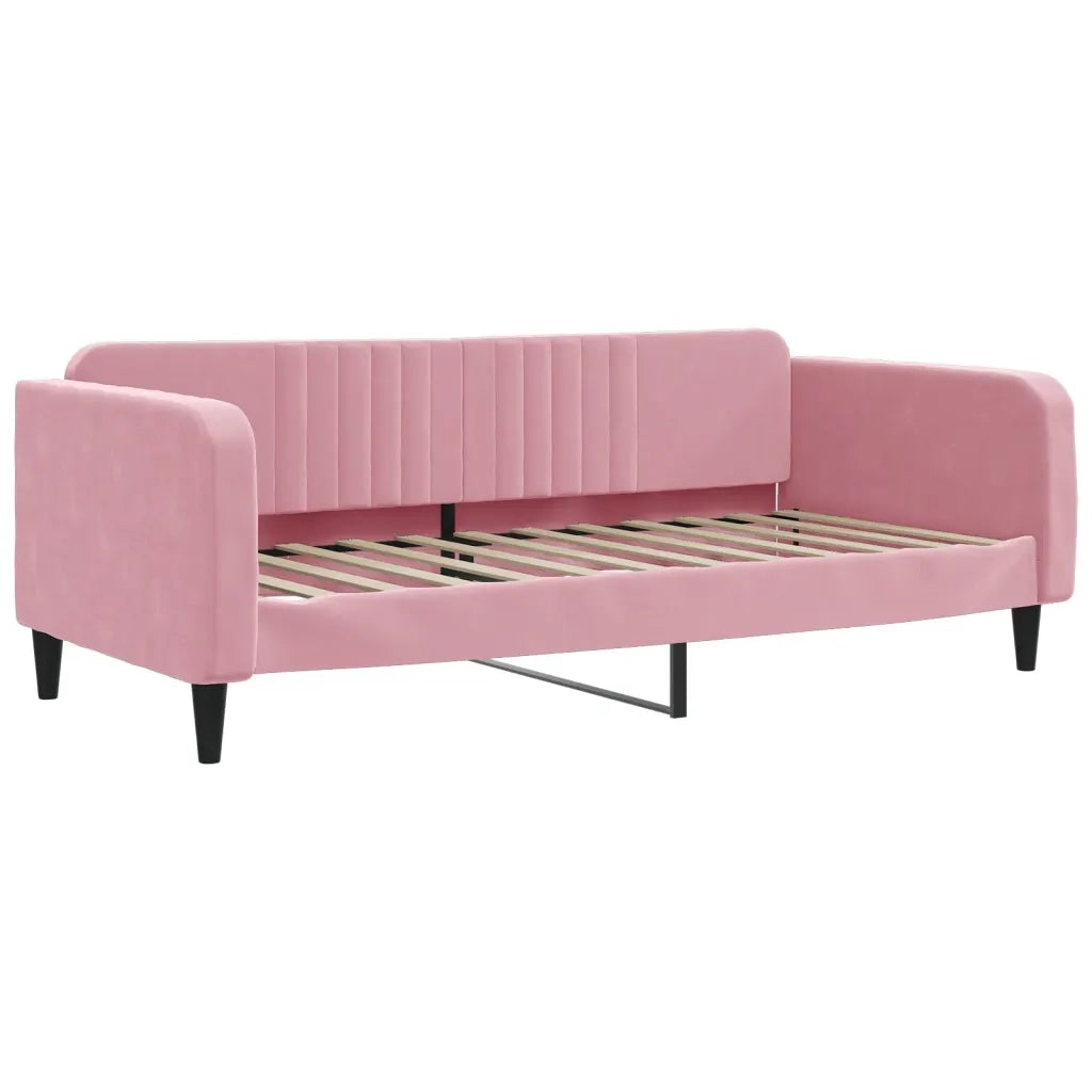 Divano Letto Estraibile con Cassetti Rosa 100x200 cm Velluto 3197121