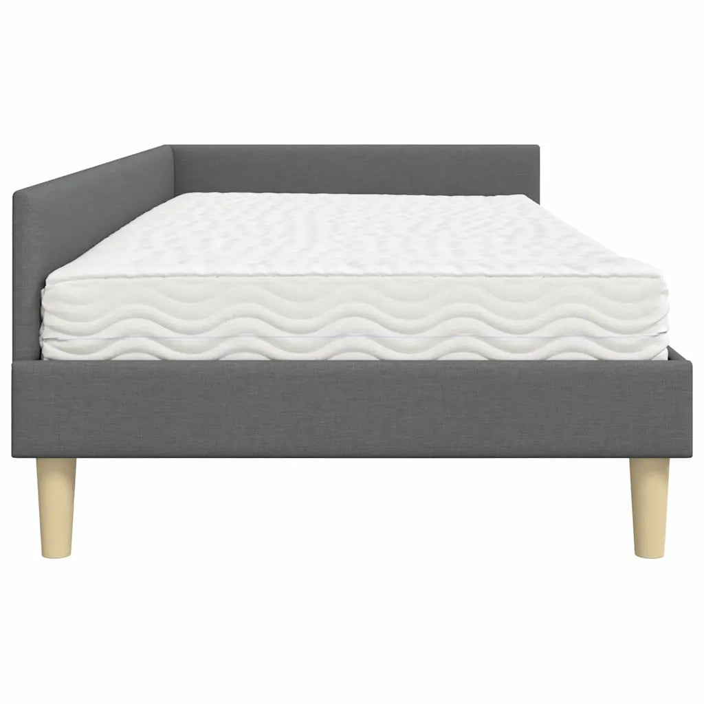 Struttura Letto Angolare con Materasso 2 pz-Giroletto con materasso Grigio Tessuto 584624