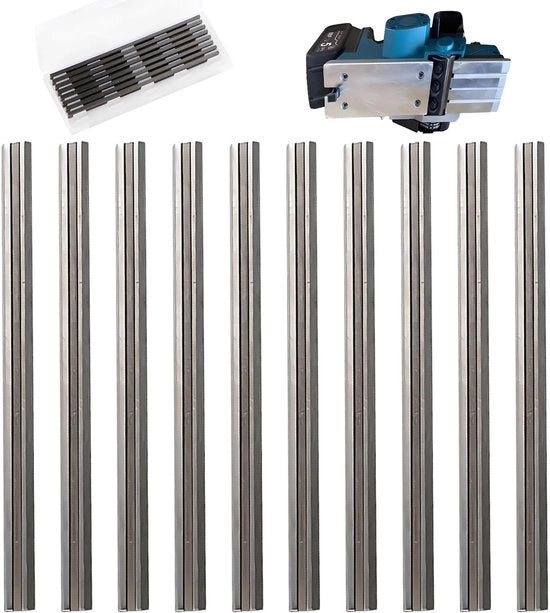Set di 10 lame di pianificazione HSS 82 mm - Lame di alta qualità per lavorazione del legno per Bosch e manici di piano