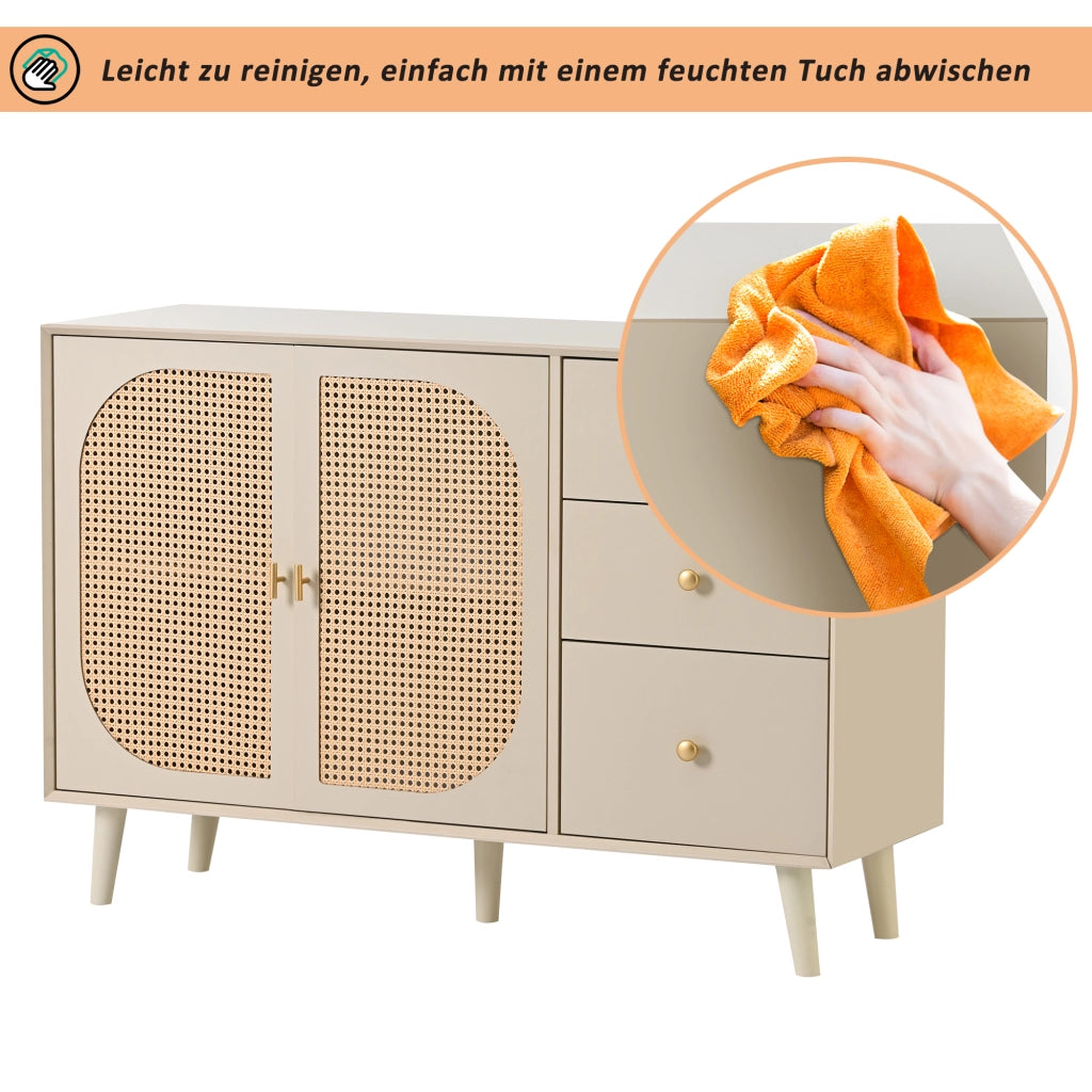 Credenza con 2 ante e 3 cassetti - per soggiorno e sala da pranzo - in truciolare - 120×40×82.5 cm - bianco