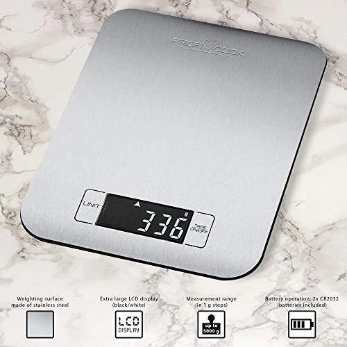 ProfiCook PC-KW 1061 Nero, Acciaio inossidabile Rettangolo Bilancia da cucina elettronica