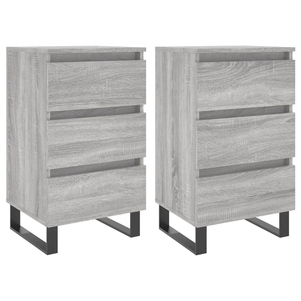Comodini 2pz Grigio Sonoma 40x35x69 cm in Legno Multistrato