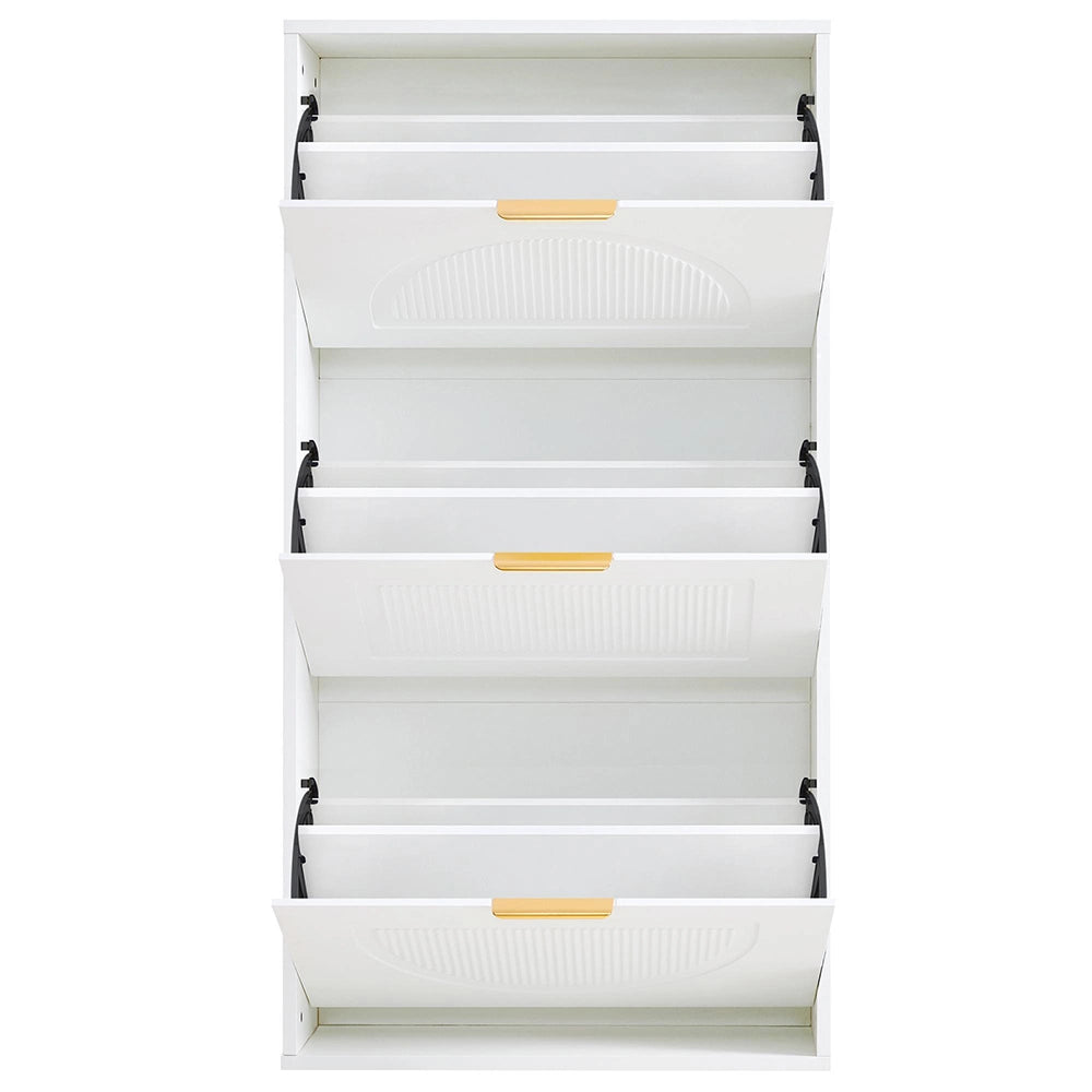 Armadio scarpe stretto 3 ante - Xylo - 60x24x114 cm - Bianco - Per corridoio o salotto