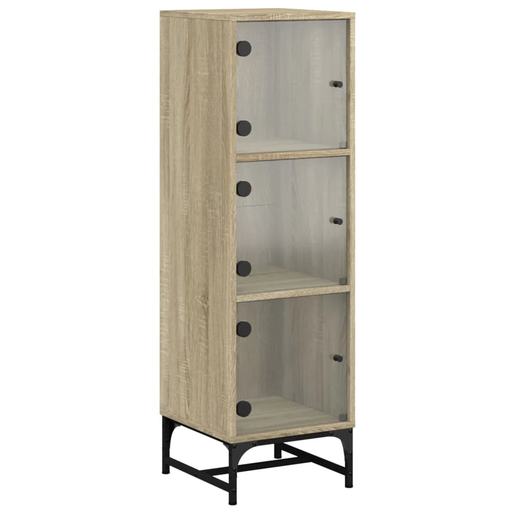 Credenza cassettiera mobile contenitore organizer cucina soggiorno salotto con ante in vetro sonoma 35 x 37 x 120 cm marrone 02_0030117