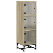 Credenza cassettiera mobile contenitore organizer cucina soggiorno salotto con ante in vetro sonoma 35 x 37 x 120 cm marrone 02_0030117