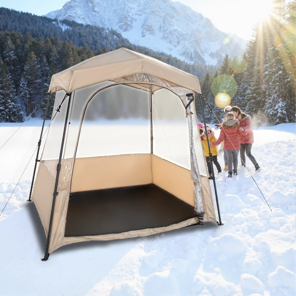 Tenda sportiva pop up con borsa da trasporto, Tenda a bolla portatile in PVC trasparente per pesca e campeggio 180 cm Marrone