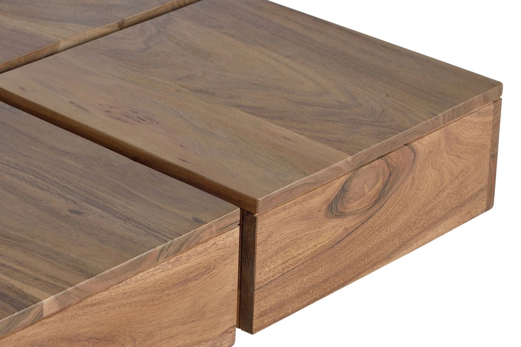 Tavolino in legno di acacia e metallo