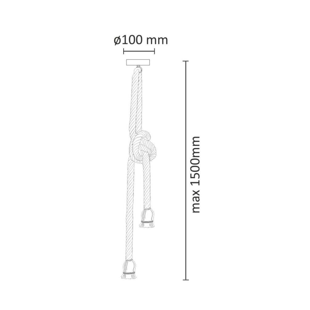 Lampada a sospensione Polux Rope doppia E27 crema 150cm