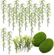 Decorazioni di Paesaggio in Miniatura - Bambù - Verde - Bambù in Plastica - Accessori per il Giardino - Adatto per Giardini di Fantasia