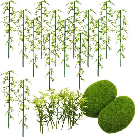 Decorazioni di Paesaggio in Miniatura - Bambù - Verde - Bambù in Plastica - Accessori per il Giardino - Adatto per Giardini di Fantasia