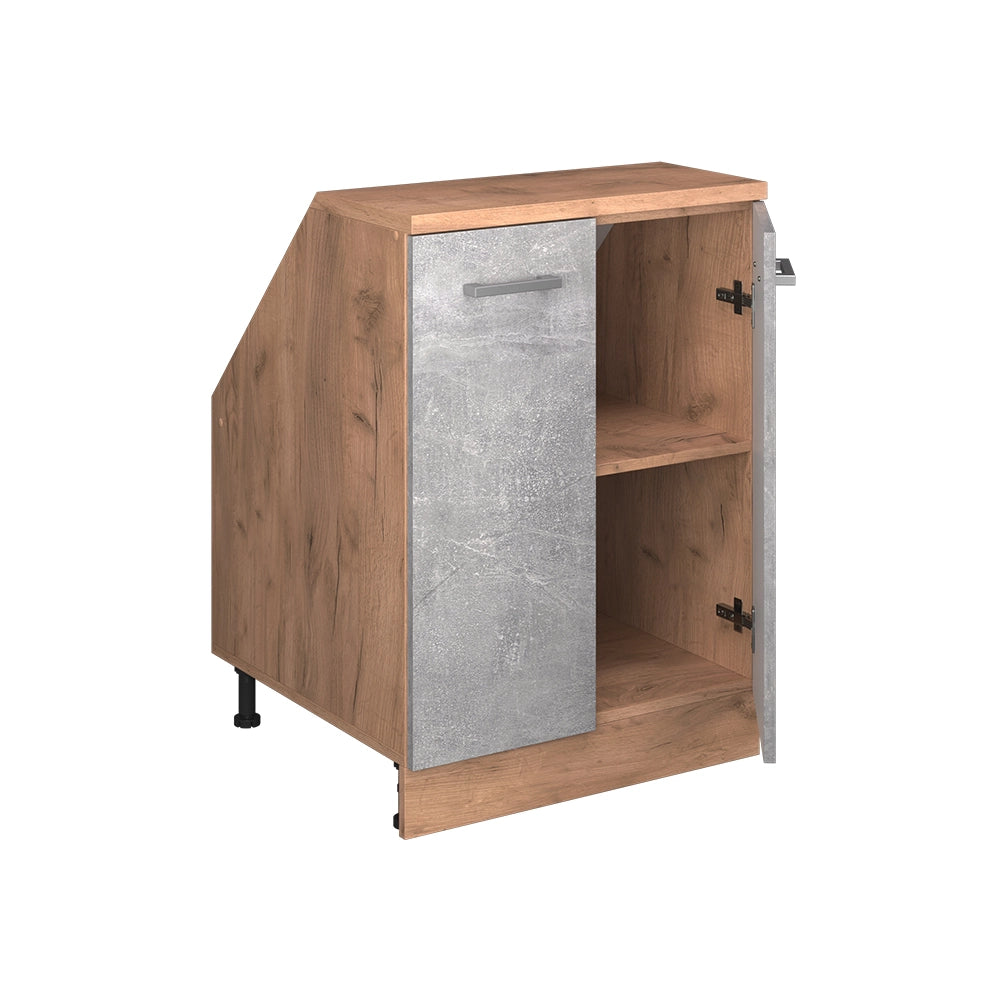 Mobile sottotetto Rion Calcestruzzo/Rovere dorato 60 x 83.8 cm con 2 porte, carcassa 60 cm profondità Vicco