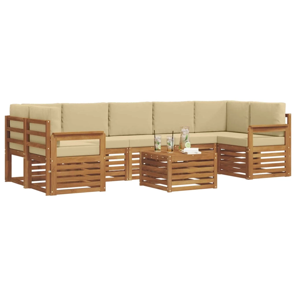 Set di divani da esterno con cuscino 8 pcs Naturale e Beige 3374518