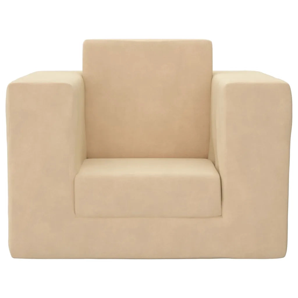 vidaXL Divano Letto per Bambini Crema in Morbido Peluche