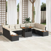 Set da Pranzo per Giardino con cuscino 11 pcs Nero e Beige 3350104