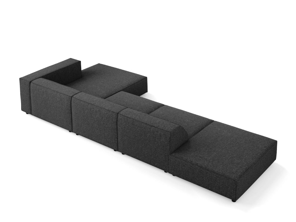 Cosmopolitan Design - Divano angolare destro "Arendal" 5 posti in ciniglia nero 