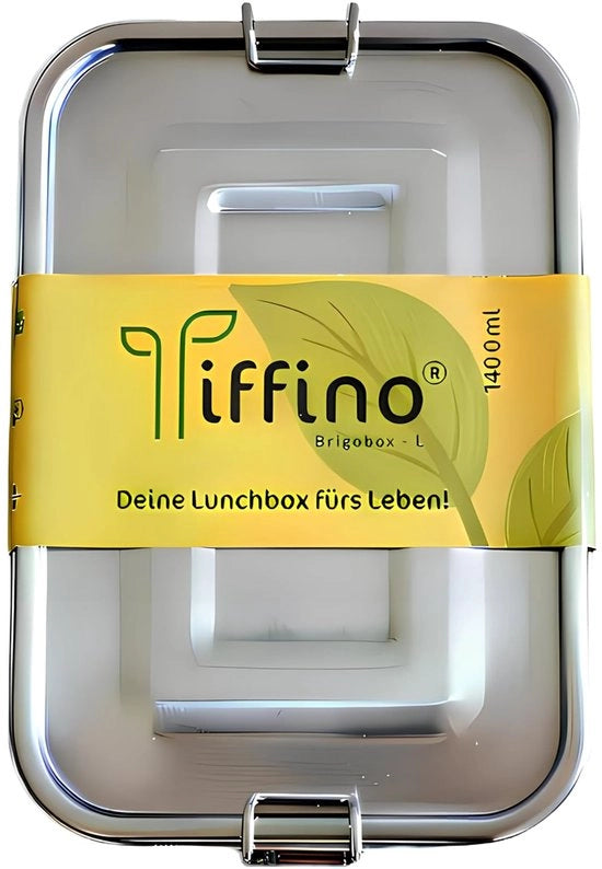 Lunchbox in acciaio inossidabile – impermeabile e duraturo – 3 misure (750 ml, 1200 ml, 1400 ml) – con distributore e chiusura in silicone – BPA-free, plastica-free, ideale per scuola e ufficio (Brigobox - L)
