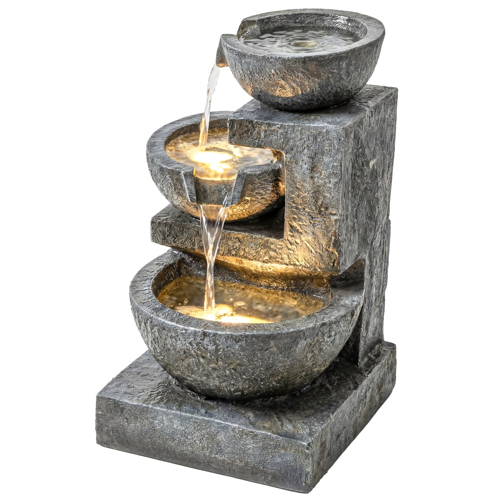 Fontana da Giardino a 3 Livelli con Luce LED ¨C zephmum ¨C 40x37x61 cm Multicolore