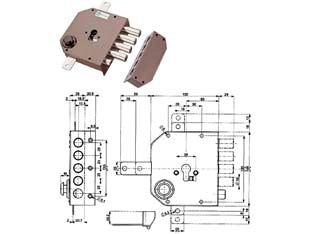 SERRATURA TRIPLICE DA APPLICARE CON SCROCCO CILINDRO EUROPEO 38630  mm.60 SX (38630VS00)    MOTTURA
