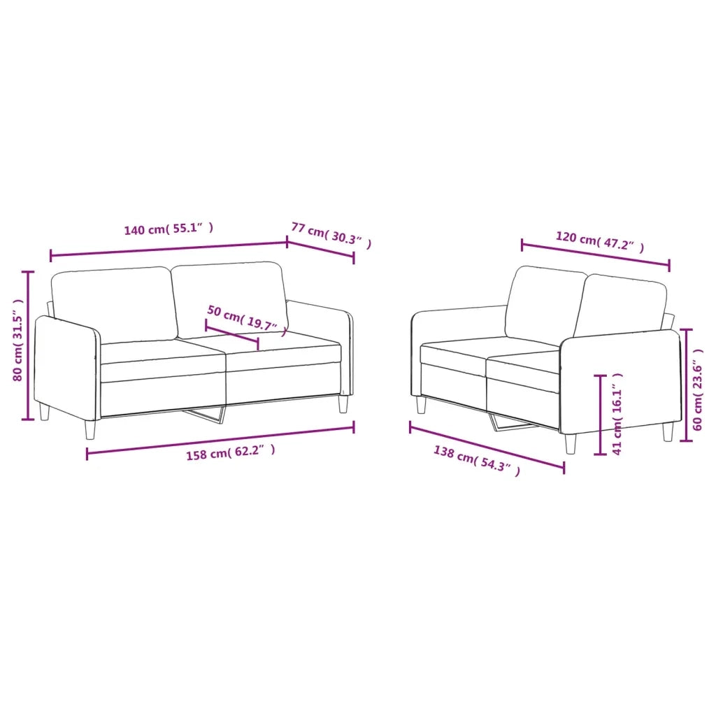 Set di Divani 2 pz Grigio Scuro in Velluto