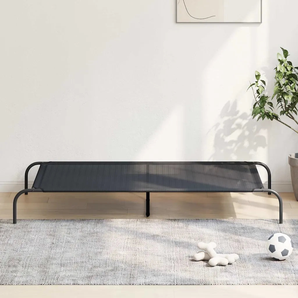 Cuccia per Cani Rialzata Nera 150x90x20 cm Textilene e Acciaio
