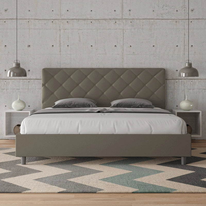 Letto imbottito Matrimoniale 180x210 cm Priya - Similpelle,Cappuccino,Contenitore
