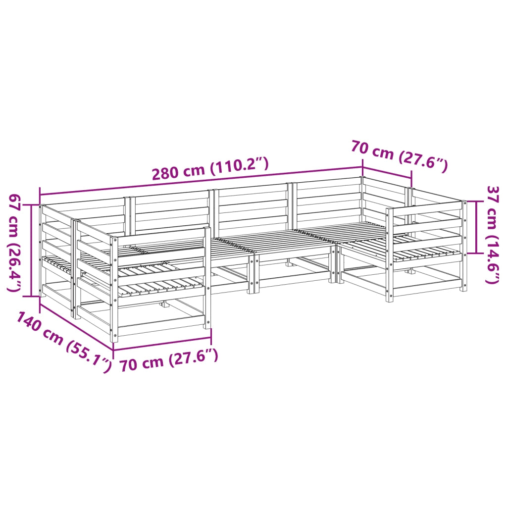 vidaXL Set Divani da Giardino 6 pz in Legno Massello Abete Douglas