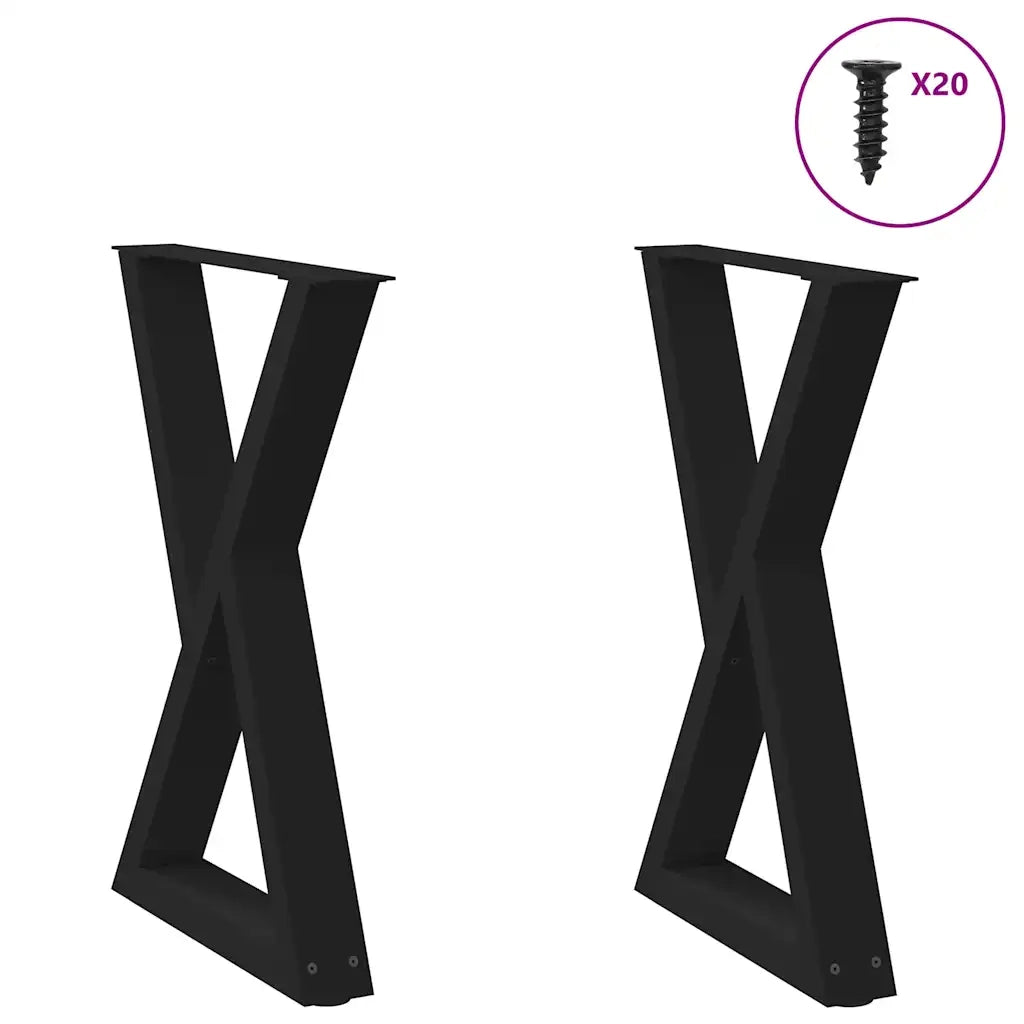 Gambe per tavolo da pranzo 2 pz nere 50x(72-73,3) cm in acciaio