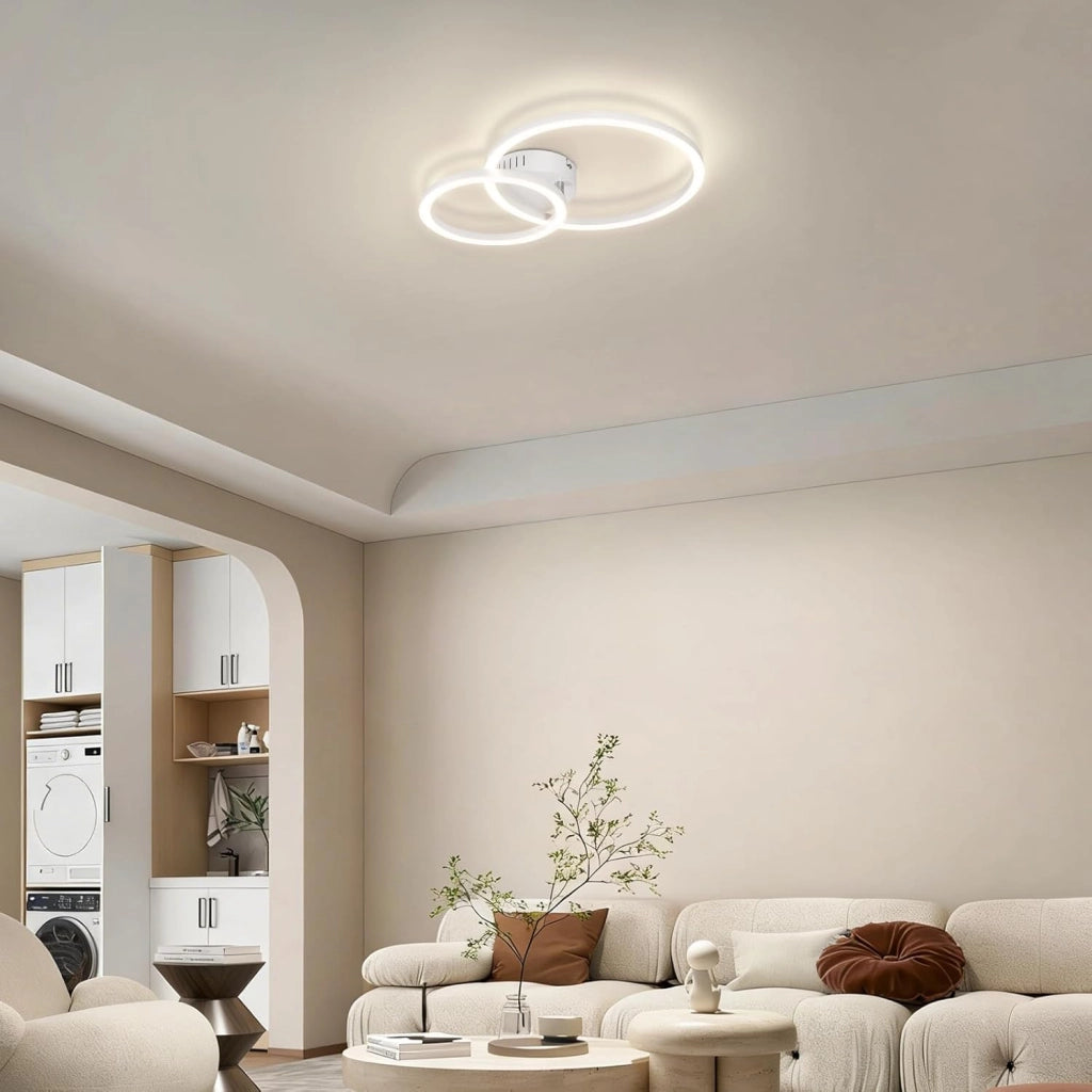 ZMH Plafoniera moderna 2 anelli LED bianca 23W 4000K per soggiorno cucina camera da letto ufficio