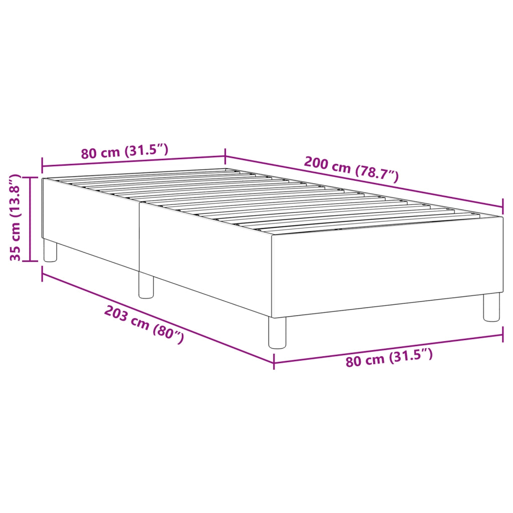 Letto Box Spring Grigio Scuro 80x200 cm in Tessuto Corduroy