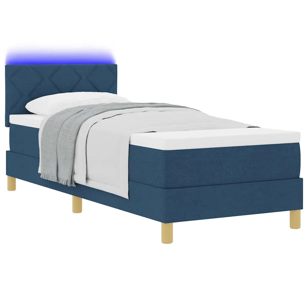 Letto a Sorgente LED con materasso Blu 80 x 200 cm Tessuto