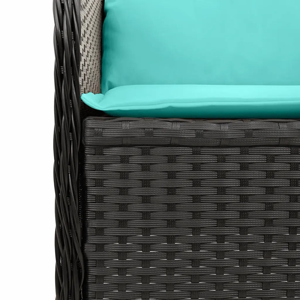 Divano angolare da giardino con Cuscini in Polyrattan Nero 368990