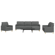 Set di Divani 4 pz con Poggiapiedi Grigio Scuro in Tessuto