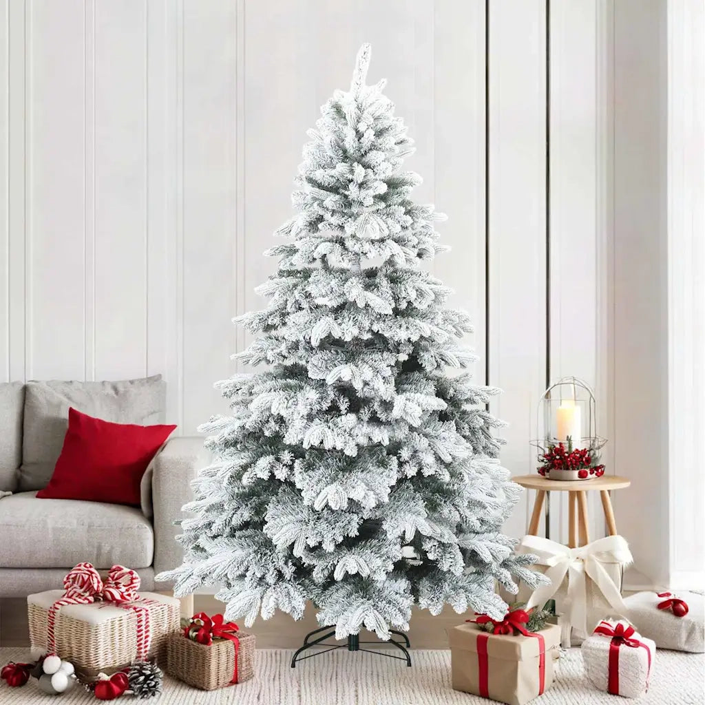 Albero di Natale Artificiale Snodato Foderato di Neve Bianco 42019319