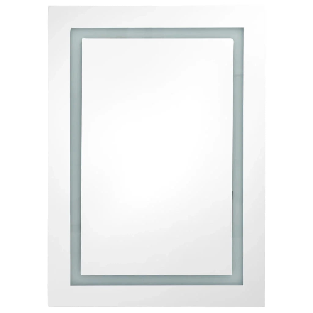 Mobiletto da bagno con specchio LED 50 x 13 x 70 cm grigio 02_0006595