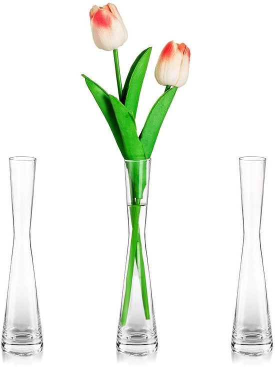 Set di vasi da fiori moderni in vetro smaltato: set di 3, altezza 20 cm, set di vasi in vetro per decorazione di tavola, decorazione di soggiorno e sala da pranzo, vasi da fiori per tulipani, pampas e rose, decorazione di matrimonio.