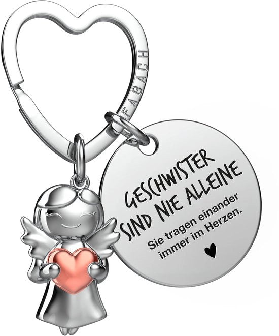Accessori per chiavi con angelo protettore e cuore in rilievo - Regalo per sorella il migliore del mondo - Accessorio per chiavi angelo regalo per sorella