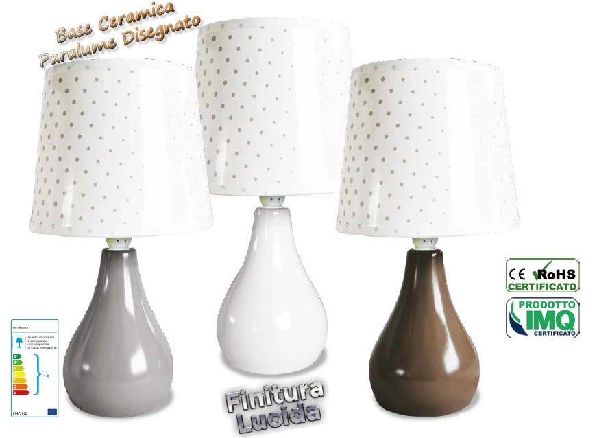 Lampada da Tavolo con base in Ceramica Dots Lucida 26 cm 3 Colori