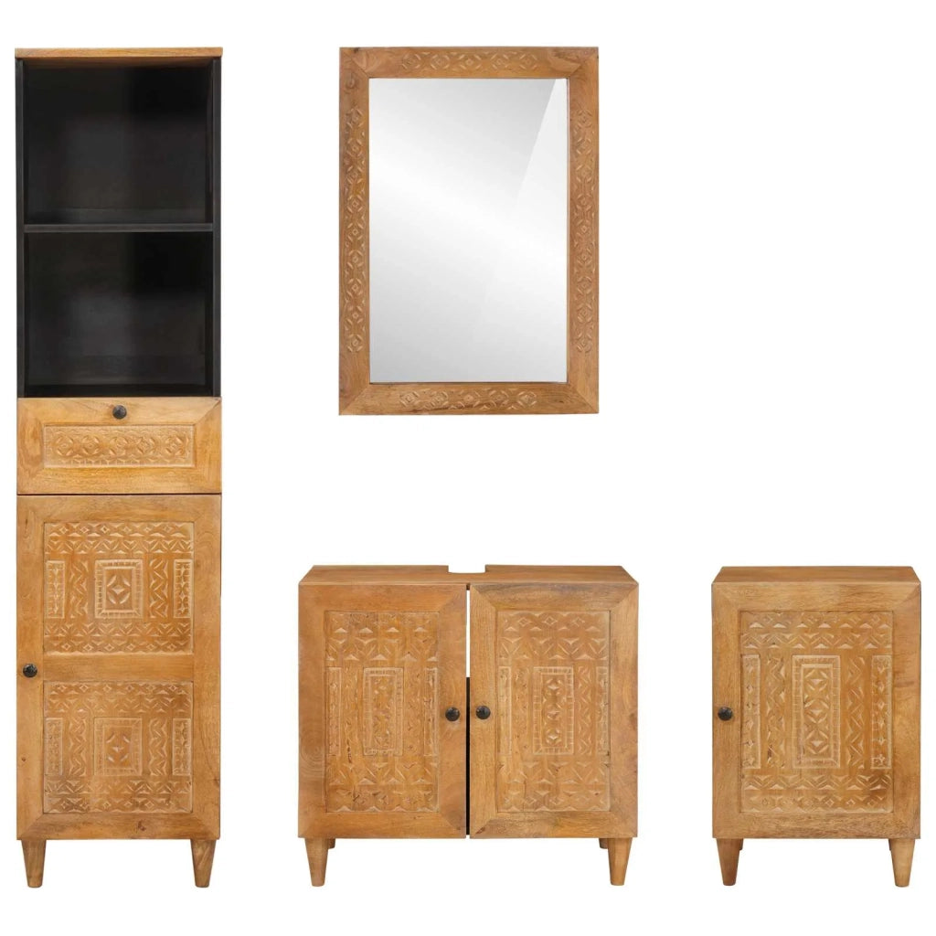 Set di mobili per il bagno 4 pcs Marrone Legno multistrato 3310068