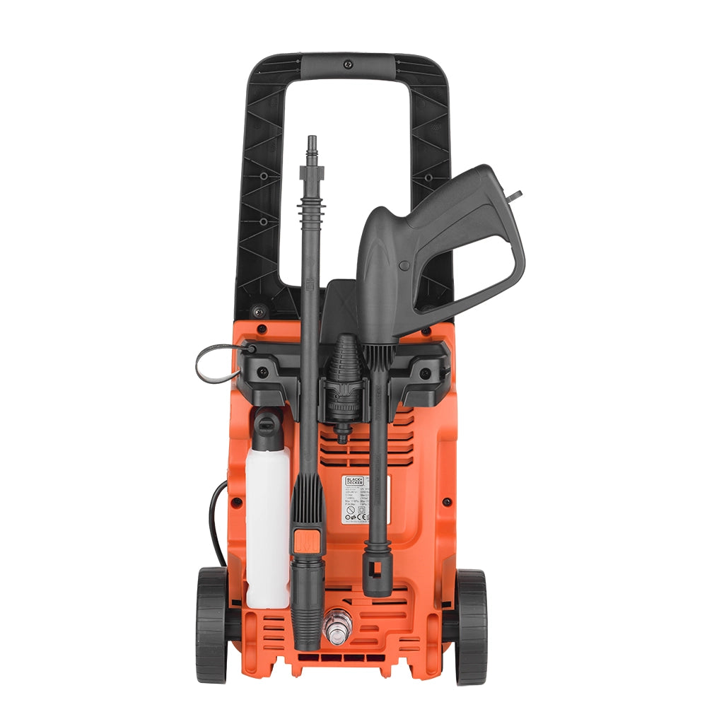 Black+Decker Idropulitrice BXPW1400PE ad Alta Pressione, per Auto ed Esterni Casa, con Patio Cleaner e Spazzola Fissa (1400 W, 110 bar, 390 l/h)