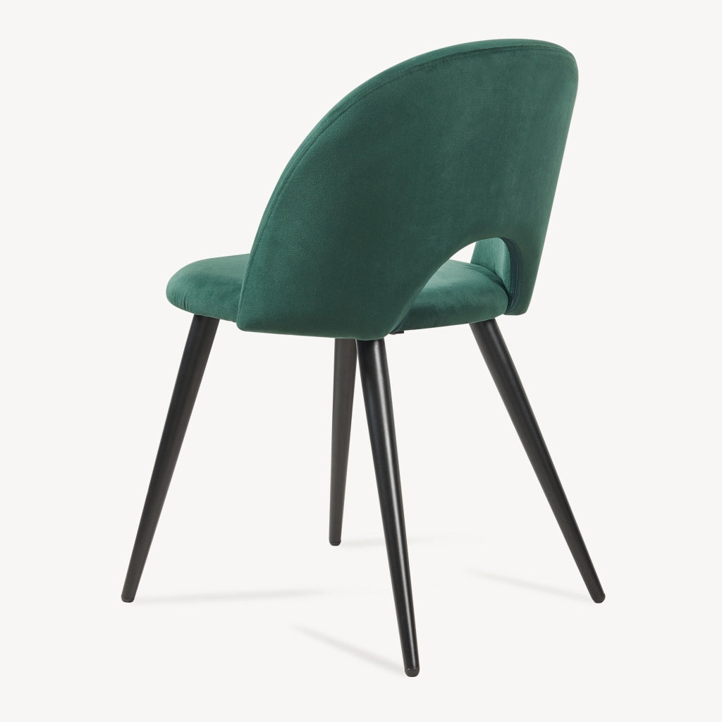 Set Karijoki di 6 Sedie Imbottite da Sala Pranzo Effetto Velluto - Verde Scuro / Nero [en.casa]