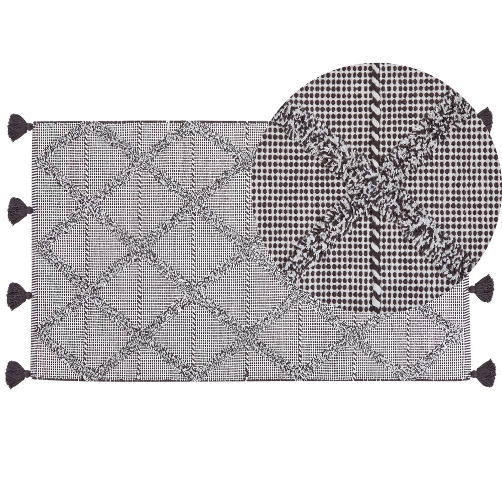 Tappeto Marrone 80 x 150 cm Motivo Geometrico con Nappe Orientali