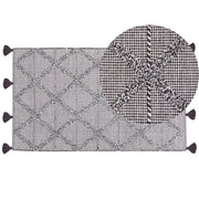 Tappeto Marrone 80 x 150 cm Motivo Geometrico con Nappe Orientali